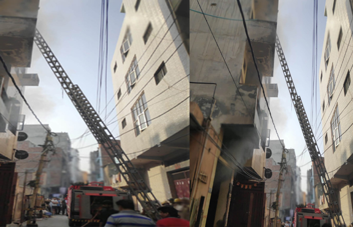 दिल्ली के बादली एक्सटेंशन में एक मकान में लगी आग