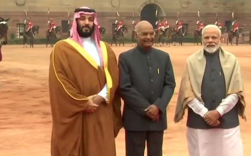 राष्ट्रपति भवन में सऊदी के प्रिंस का हुआ भव्य स्वागत