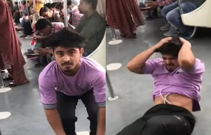 दिल्ली मेट्रो का एक और वीडियो वायरल, अजीबोगरीब स्टंट कर रहा था शख्स ; देखें वीडियो